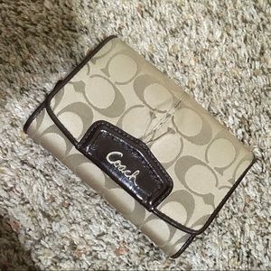 Tan gold coach wallet